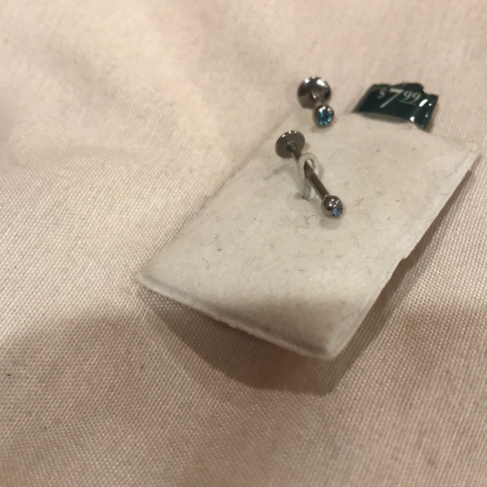 Lip rings- silver and blue